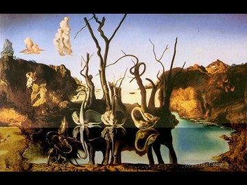 Abstracto famoso Painting - Cisnes reflejando elefantes Surrealismo